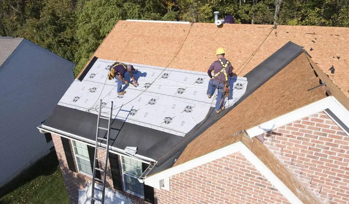 two men repairing the roof